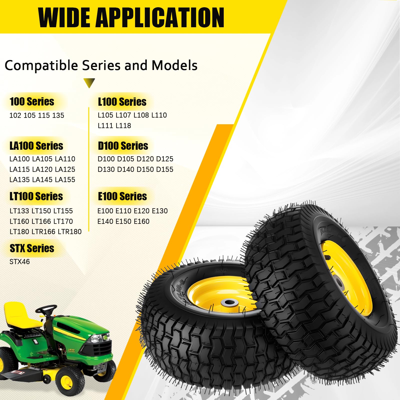 Neumáticos para cortacésped de 15 x 6.00-6NHS, neumáticos de 15 x 6.00-6 para cortacésped y rueda compatibles con John Deere Craftsman Husqvarna, neumáticos delanteros con rodamiento de 3/4 pulgadas