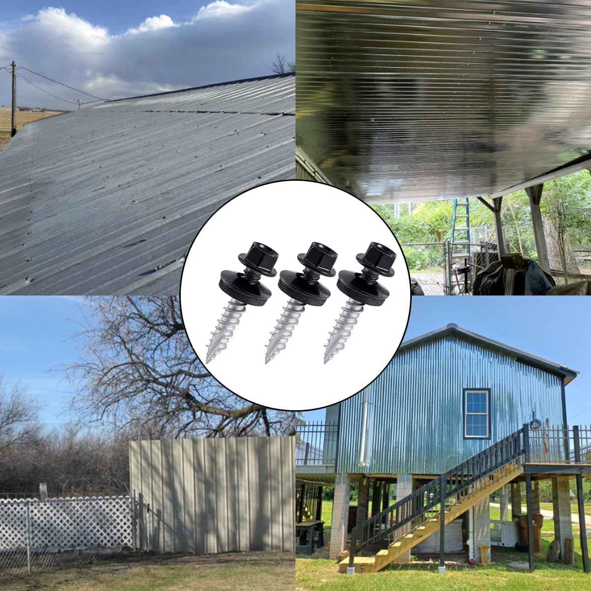 150 Black Roofing Screws - Metal Roof Repair -7