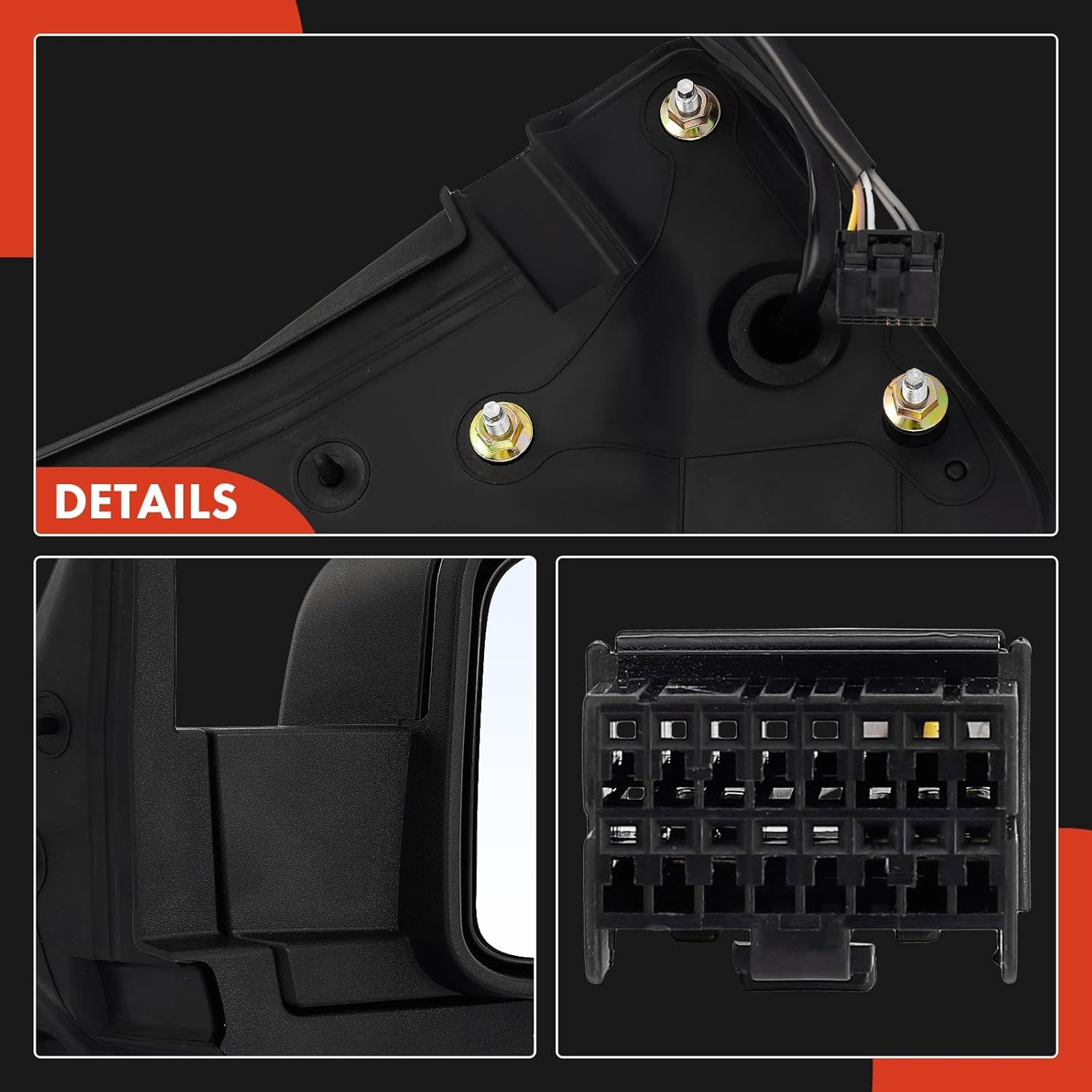 A-Premium Passenger Side Power Door Mirror - Compatible with Jeep Commander 2006 2007 2008 2009 2010 - Heated Manual Folding Black Outside Rear View Mirror - Replace# 55396636AD