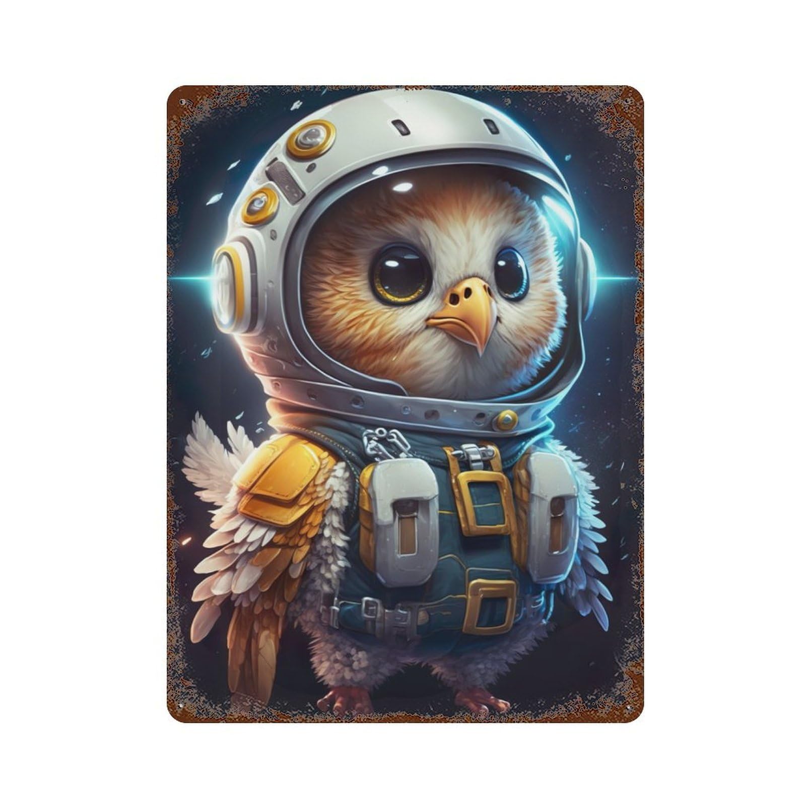 Astronaut Space Eagle Vintage Rust Metal Sign 15.7"x11.8", Retro Wall Decor for Garage, Pub Or Kitchen