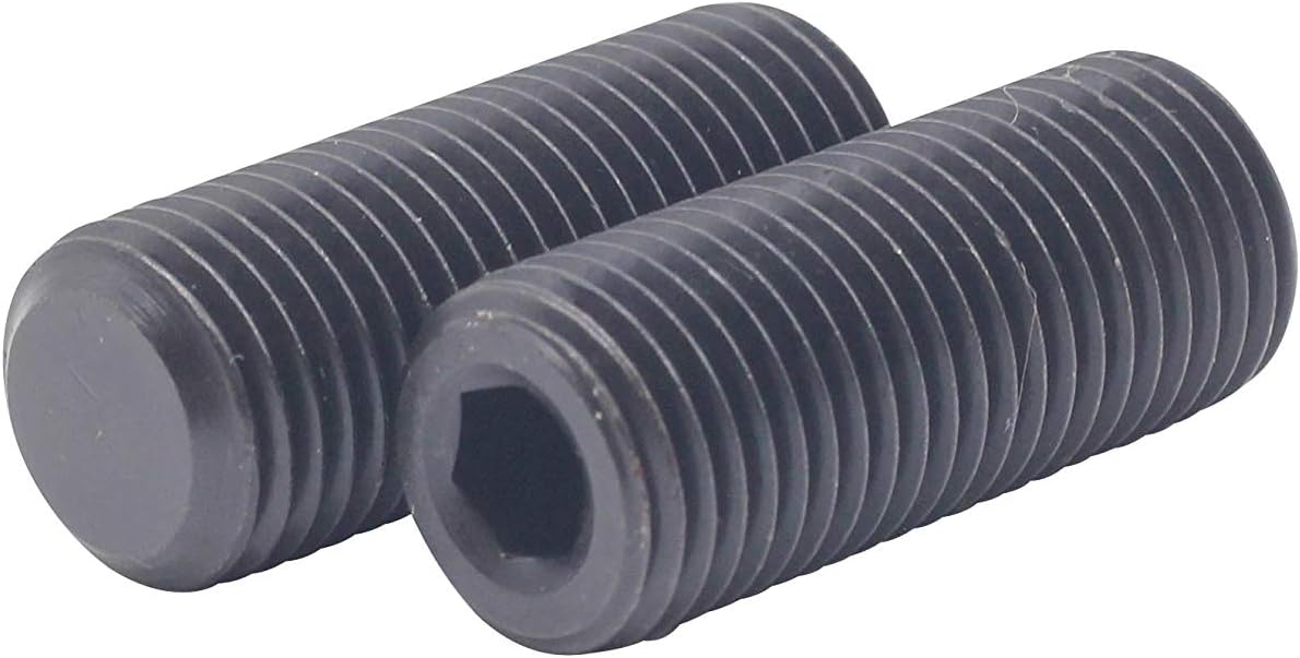 (2pcs) BelMetric M14X1.5X40 Fine Thread Flat Point Allen Drive Set Screws, DIN 913 / ISO 4026, Hardened Steel, Black SS14X1.5X40FLAT-2