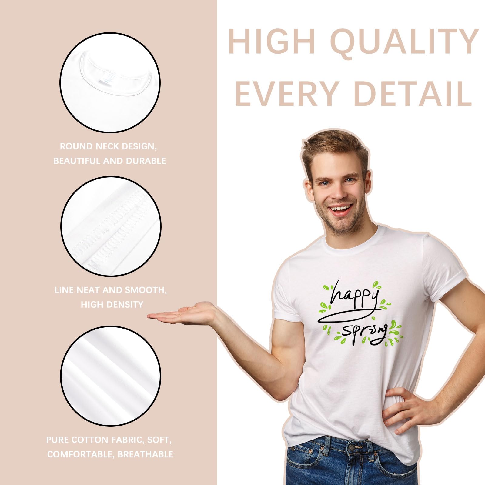 ORJ 8 camisetas unisex para adultos, camisetas blancas de poliéster con cuello redondo y manga corta para sublimación