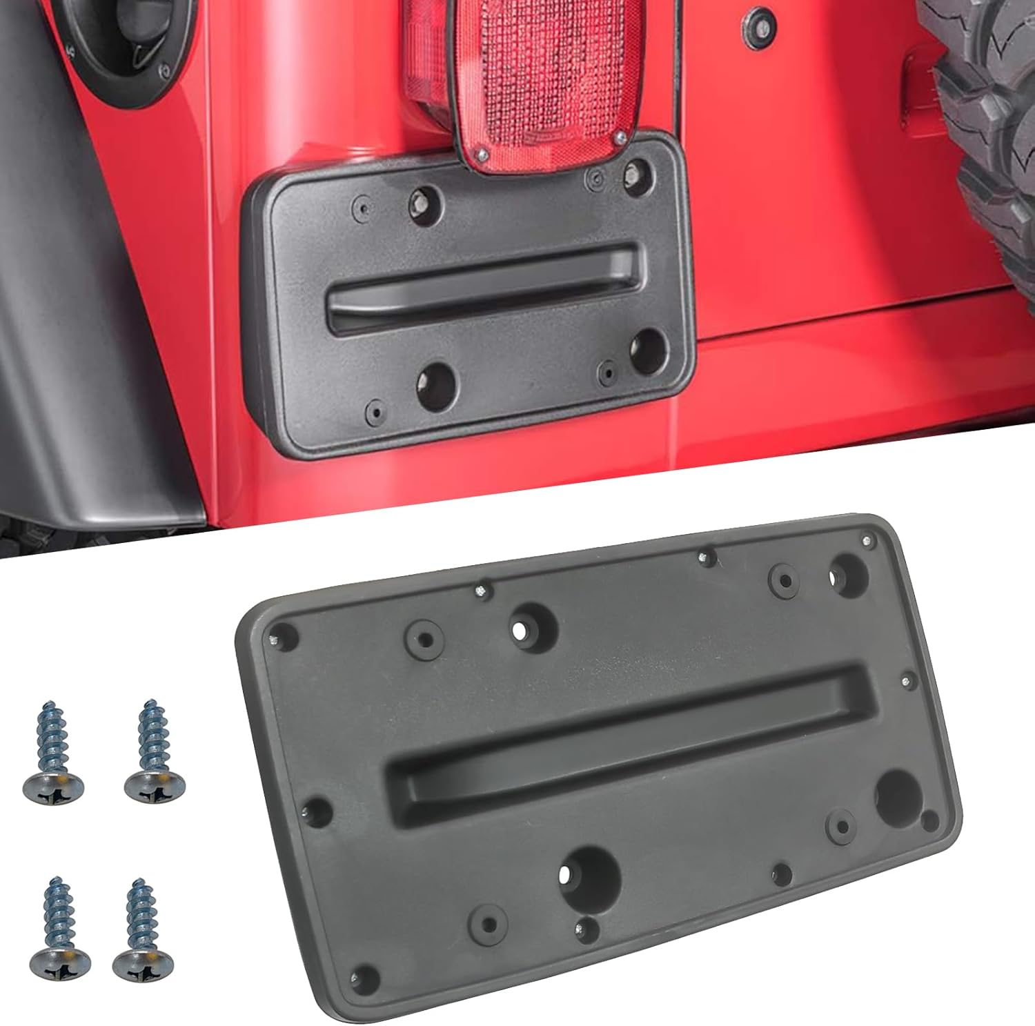 Rear License Tag Plate Frame Bracket Holder Compatible with 1997 1998 1999 2000 2001 2002 2003 2004 2005 2006 Jeep Wrangler TJ Replace 5517499