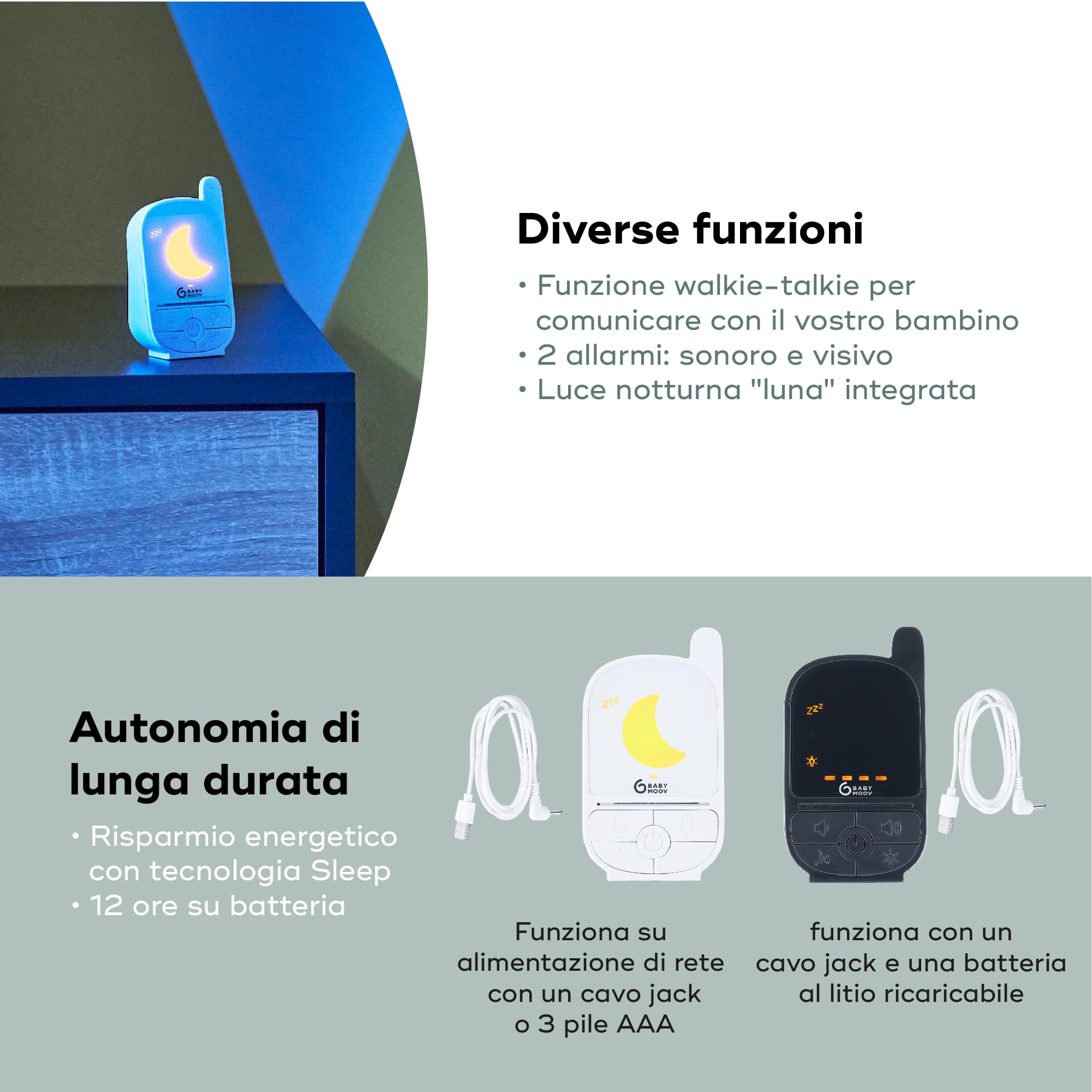 Babymoov Handy Care Babyphone Audio Sleep VOX 500 m Luce notturna