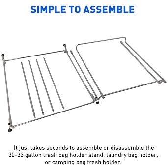 EASYGO PRODUCTS Trash Outdoor Leaf Stand Multi-Use Garbage Holder Frame Holds 30-45 Gallon Bags-for Camping, Leaves, Gardening and Parties