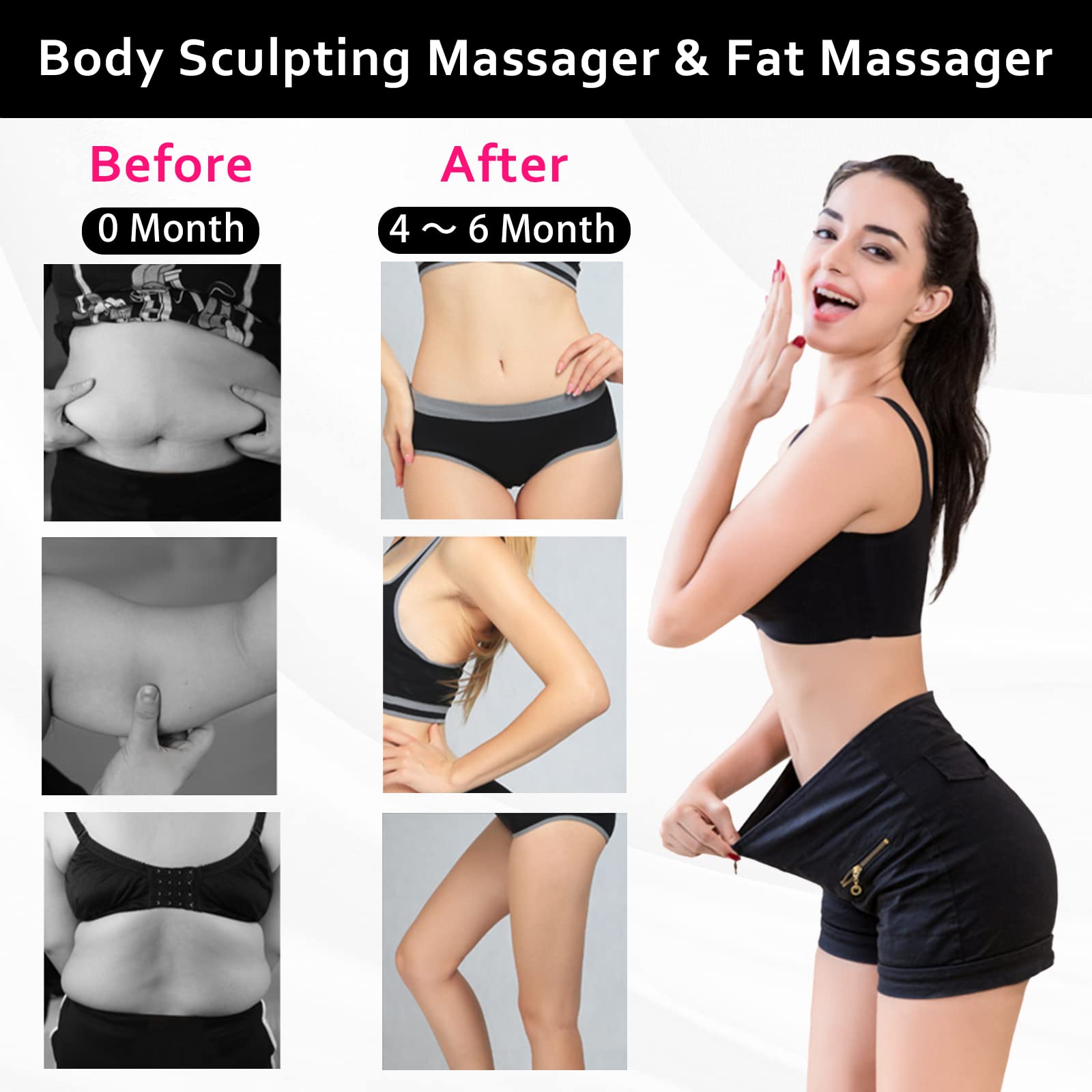 BOOTOG Cellulite Massager, Body Sculpting Machine Body Massager Beauty Sculpt Massager with 6 Massage Pads for Belly Waist Arm Leg Butt Back