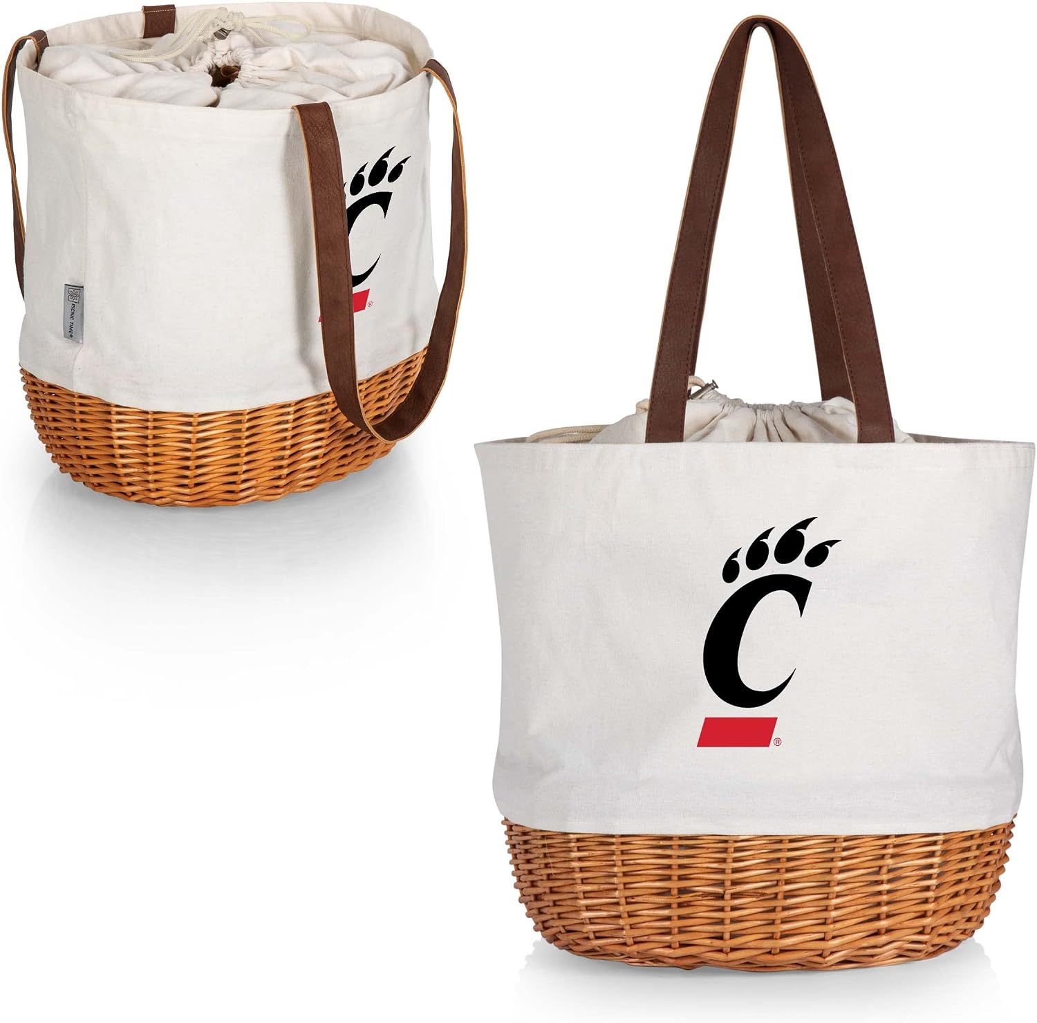 PICNIC TIME NCAA Purdue Boilermakers Coronado Canvas and Willow Basket Tote, Picnic Tote Bag, Beach Tote, (Beige Canvas)