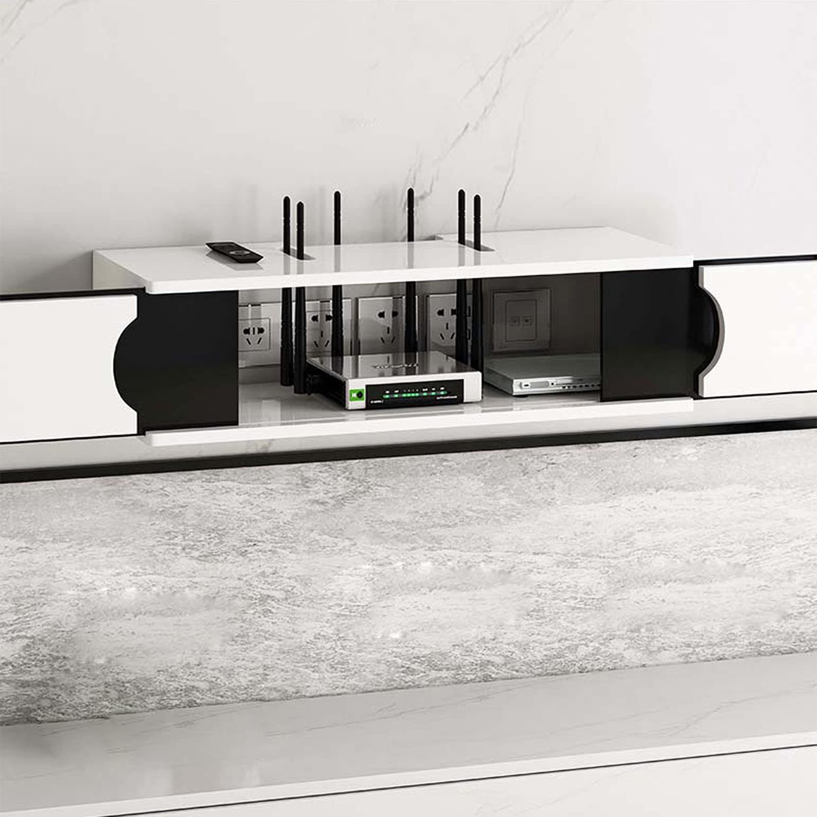 Estante Flotante Estante de gabinete de TV montado en la Pared Consola de TV Estante de enrutador DVD Decodificador de teléfono Estante de Almacenamiento Caja para Colgar, Caja de Almacenamiento de