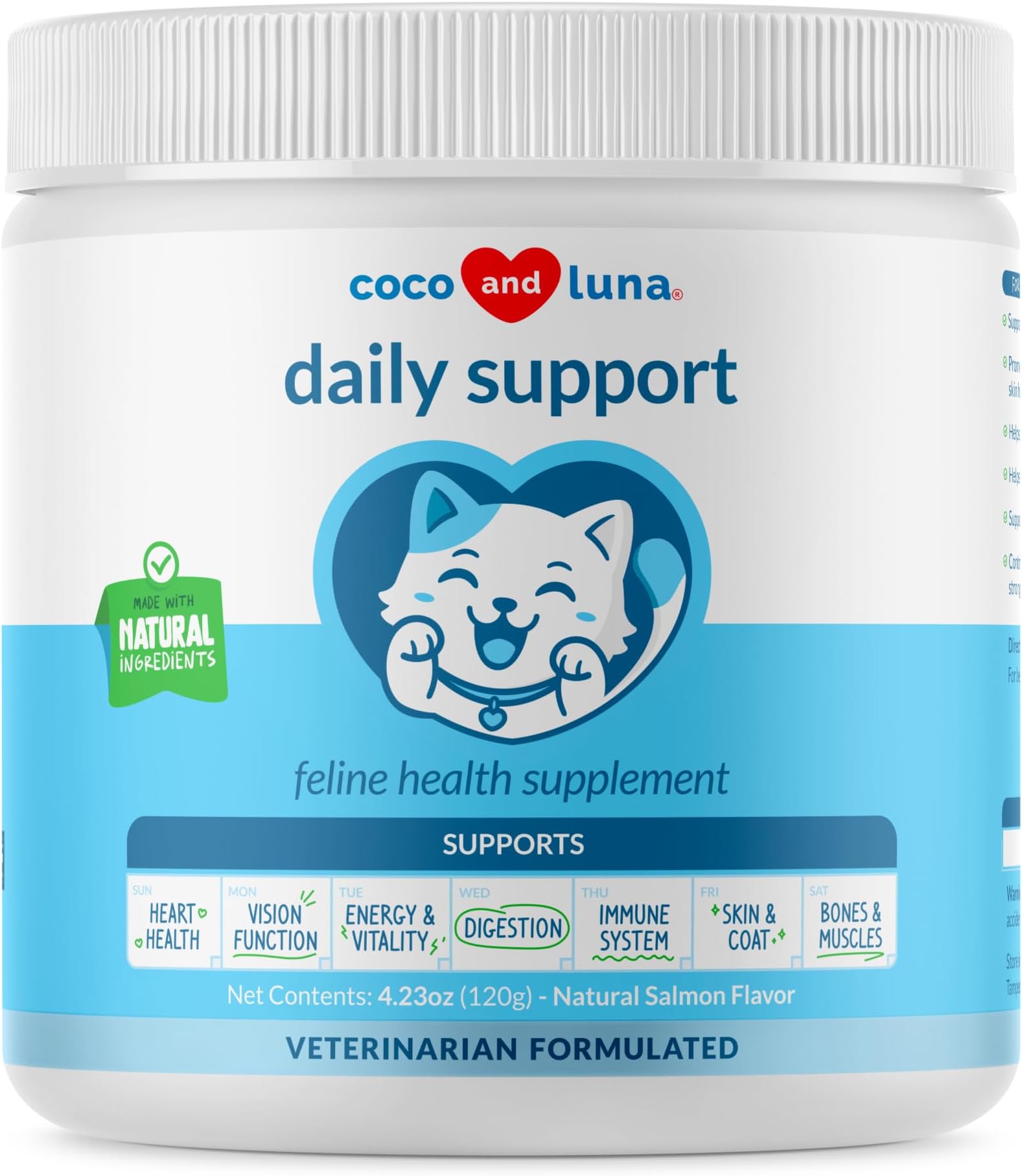 Multivitamin for Cats - 4oz Powder - L-Lysine, Taurine, and Spirulina for Immune Support and Eye Health - Fish Oil & Vitamins for Skin and Heart Health. (for Cats)