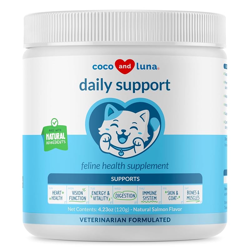 Multivitamínico em Pó para Gatos com Taurina, L-Lisina, Spirulina e Óleo de Peixe Coco and Luna 120 g
