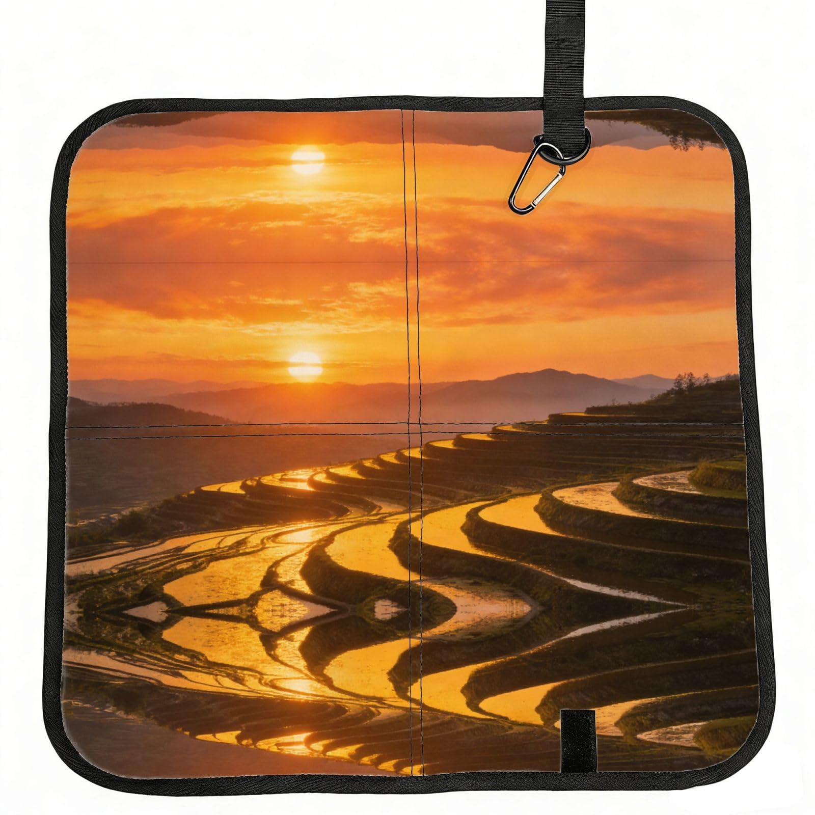 DUYIOKH Terraces at Sunset Print Foldable Portable Seat Cushion for World Cup Games, Camping and Outdoor Activities