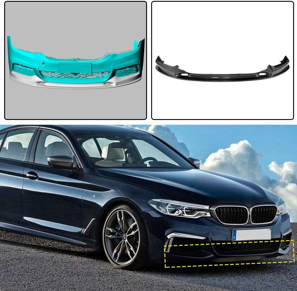 G30 G31 G38 CF Front Lip Spoiler, fits BMW 5 Series G30 G31 G38 520i 530i 540i M-Sport 2017-2019 Carbon Fiber Front Chin Spoiler Lower Lip Bumper Cover Protector Factory Outlet