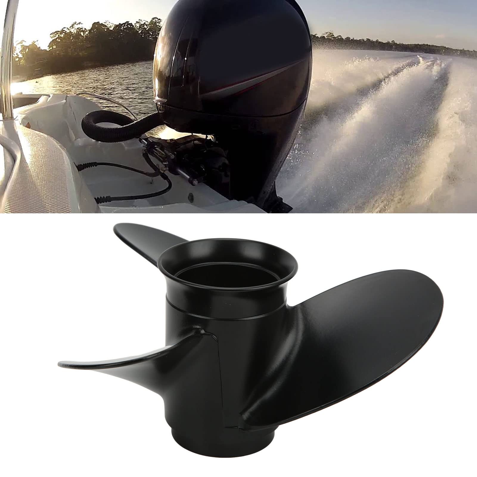 Cocoarm Außenbordpropeller Aluminiumlegierung Bootsaußenbordpropeller 8 1 2 X 8 1 2 Zoll 3 Blätter 12 Spline RH für Bis 9, PS Mariner Bis 9, PS Kleine Fischerboote