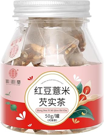 Foxnut Job's Tears Red Bean Tea 60g - 8 Natural Grains & Herbs Blend, Individually Wrapped Tea Bags, Caffeine-Free Beverage Tea, Perfect for Daily Wellness Home Office Travel