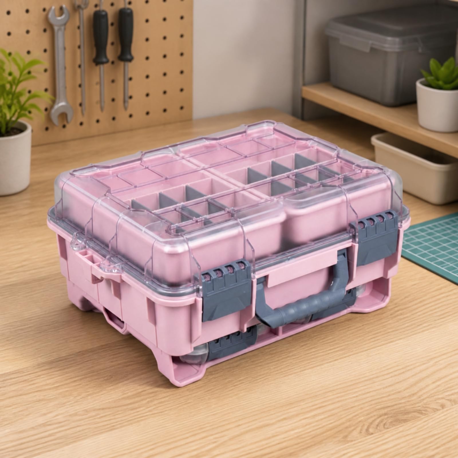 Caja Aparejos con Tapa Ajustable Caja Aparejos con Divisores Práctico Maletín Pesca Divisores para Pescadores