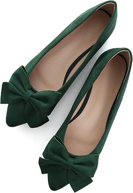 ChaiRong Zhou Ballet Flats for Women Cute Bowtie Pointy Toe Elegant Wedding Dress Flat Shoes