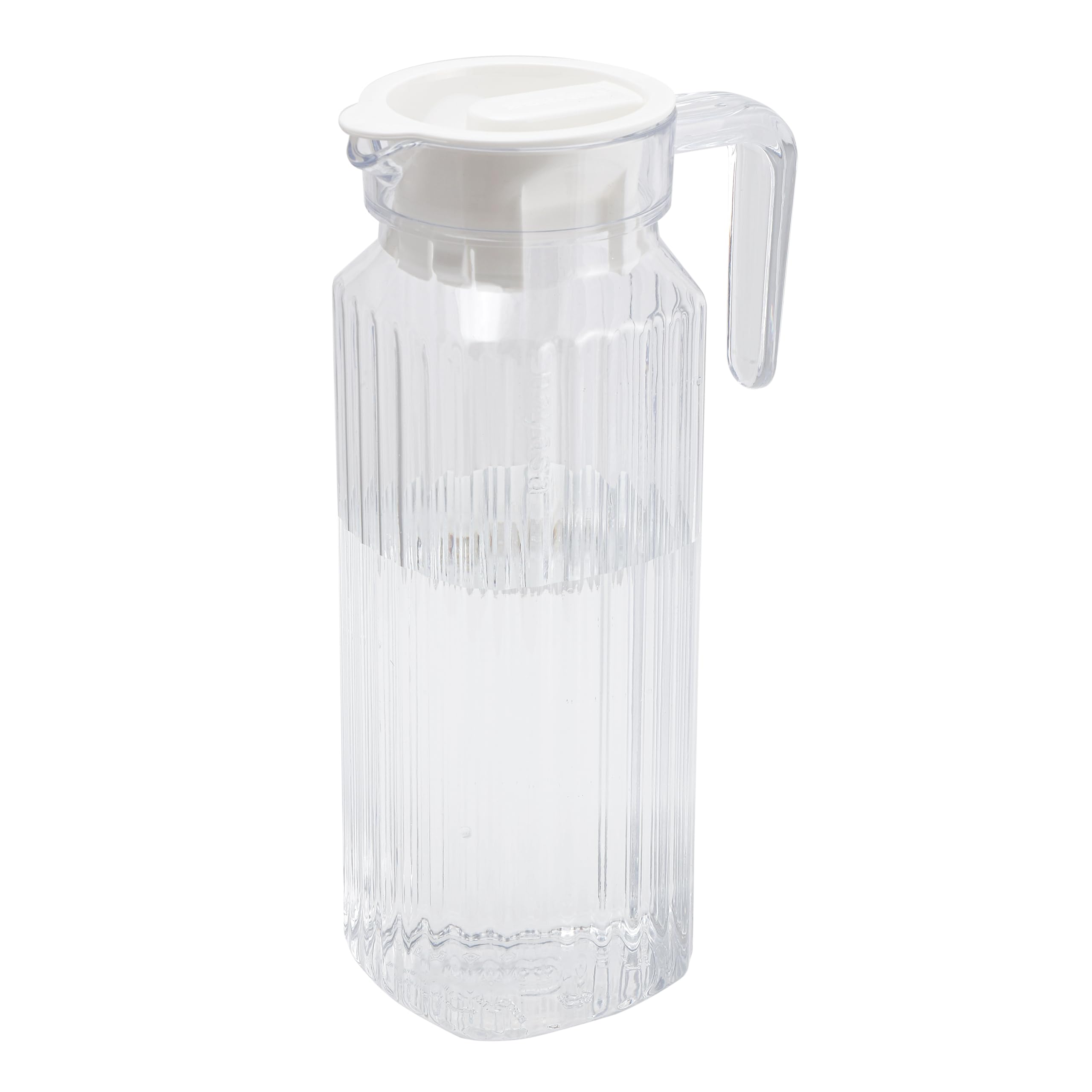 Nayasa Electra Water Jug with Plastic Lid & Handle | Transparent Beverage Carafe for Home, Office | Pitcher for Serve Water, Milk, Juice, Beverage, Chaas, Cocktail | Italian Look (Clear, 1200ml)