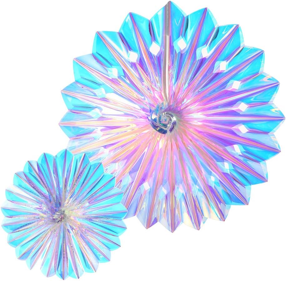 Hanging Decorations Iridescent Honeycomb Ball Foil Ceiling Hanging Ornaments for Bridal Shower Wedding Birthday Frozen Theme Party Fairy Princess Rainbow Show Decoration