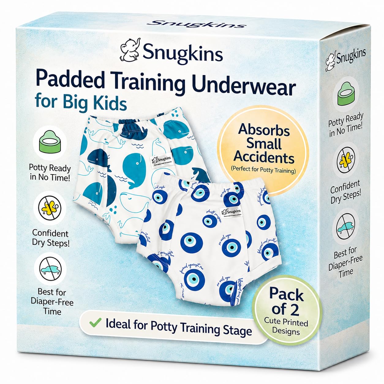 Snugkins Padded Underwear for Big Kids 6-7 years with 4 Layers of Cotton Padding Potty Training Pull Up Pant & Diaper-Free Time Pack-2-image-20
