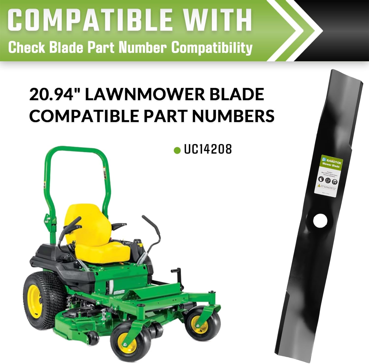 3-Pack Standard Lift 21" Mower Blades Replacement for John Deere 60" Deck Z730M Z735E Z735M Z720E Z740R Z760R Zero Turns, Fits OEM UC14208 M163983, 15/16" Center Circle Hole