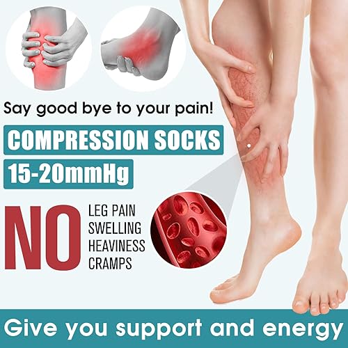 Miniatura 2 de Calcetines de compresión para mujeres y hombres (6 pares) - Calcetines de apoyo graduados para correr, deportes atléticos