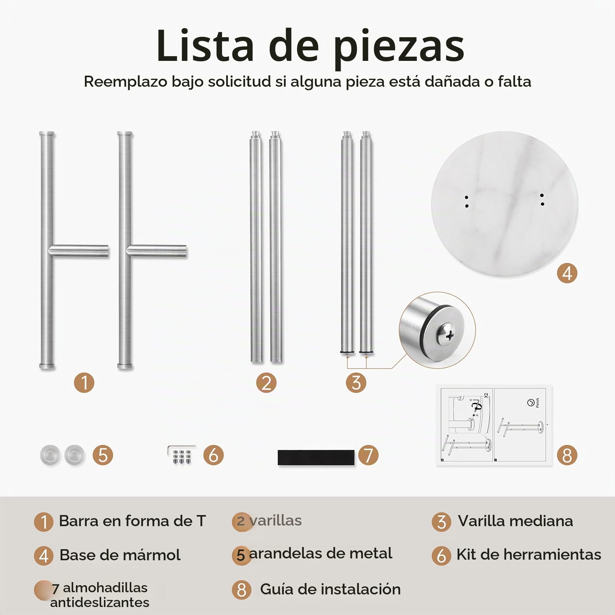 KES Toalleros de Pie, Barra Toallas Baño 2 Niveles con Base Mármol Acero Inoxidable 18/8 Toallero de Barra Cepillado, BTH237B-2