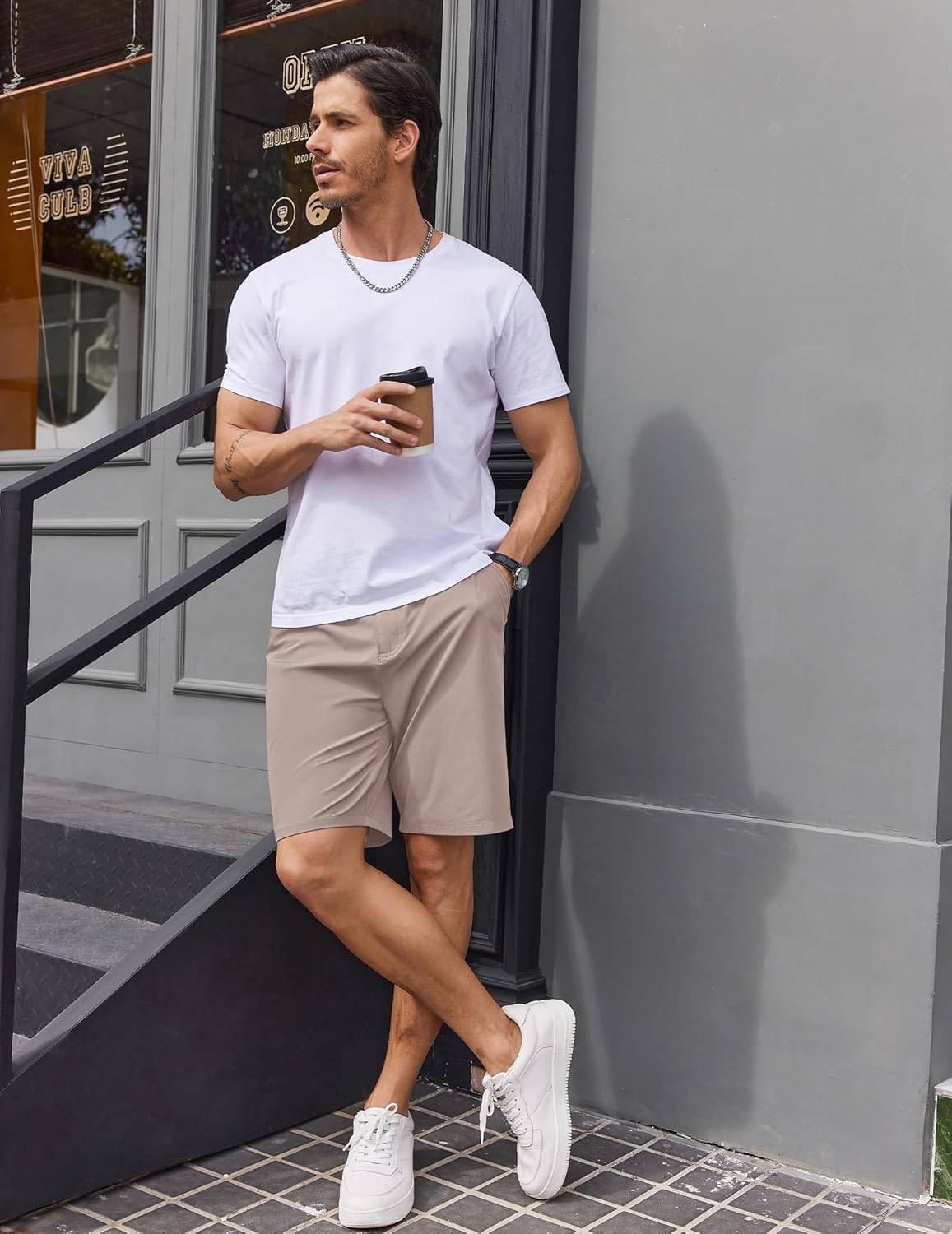 COOFANDY Men's Casual Golf Shorts 9" Lightweight Stretch Quick-Dry Shorts for Hiking Work with 4 Pockets - Image 5