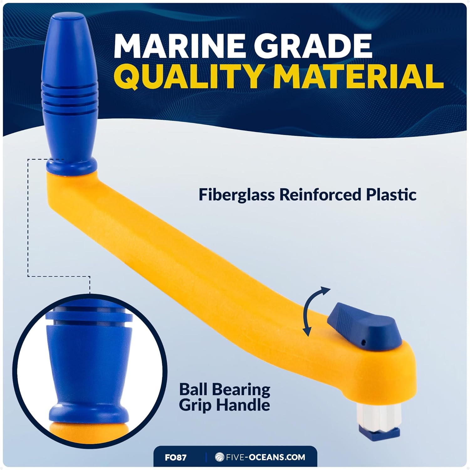 Five Oceans Sailboat Winch Handle, Universal Floating Winch Handle, Lock–in Mechanism, Lightweight and Strong, Fiberglass Reinforced Plastic