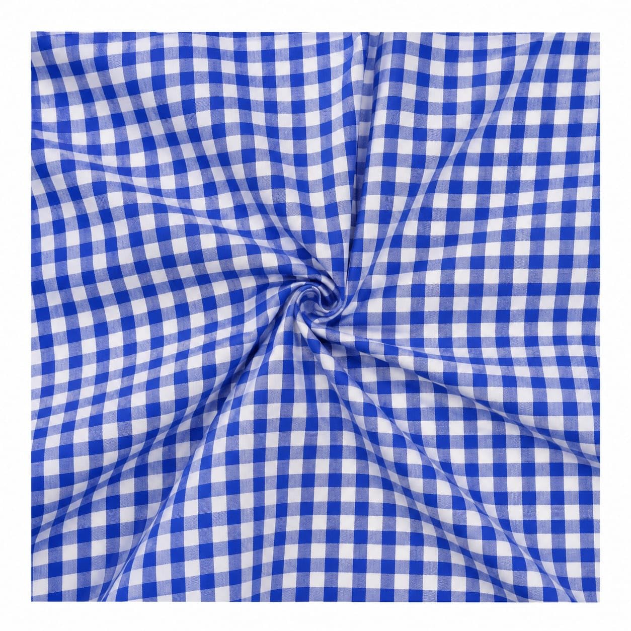 Men's Blue White Gingham Check Cotton Poplin Shirting Fabric-image-9