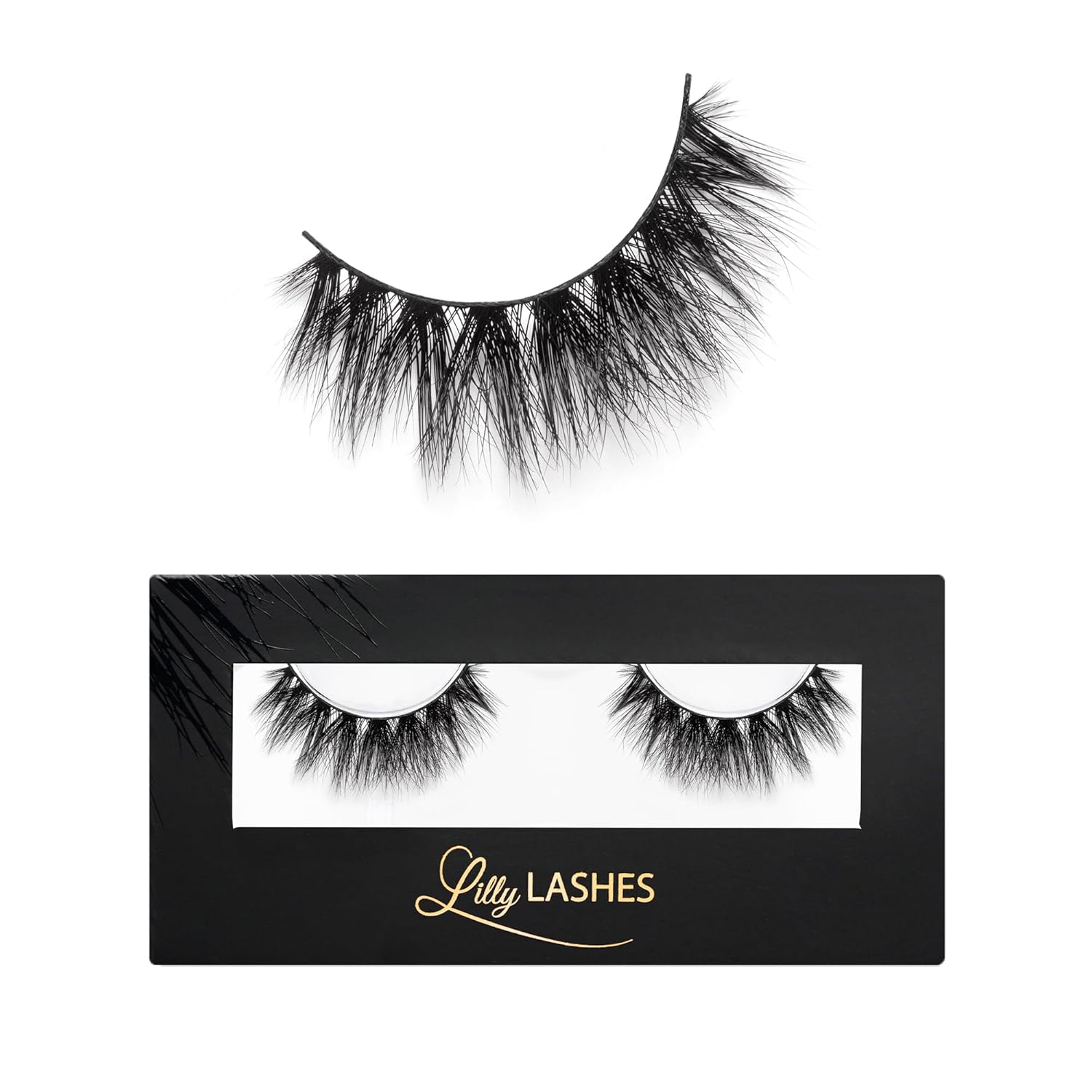 Lilly Lashes Mykonos 3D Mink Lashes - False Eyelashes Natural Look - Mink Eyelashes for Wispy Lashes Natural Look - Reusable Fake Eyelashes up to 25 Wears - Fluffy Eyelashes for Wispy Eyelashes detailed view