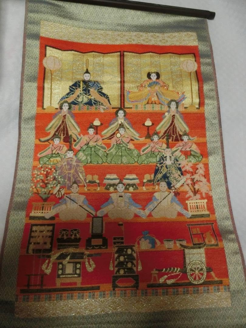 タペストリー 段雛 ひな祭り ひな人形 美品】3月節句用 ひなまつり 藍