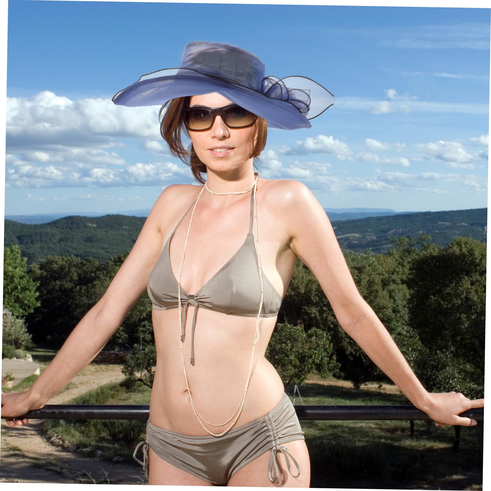 Veemoon Chapeau de Tulle pour Large Décoratif Chapeau Église Élégant Protection Solaire pour Activités Air