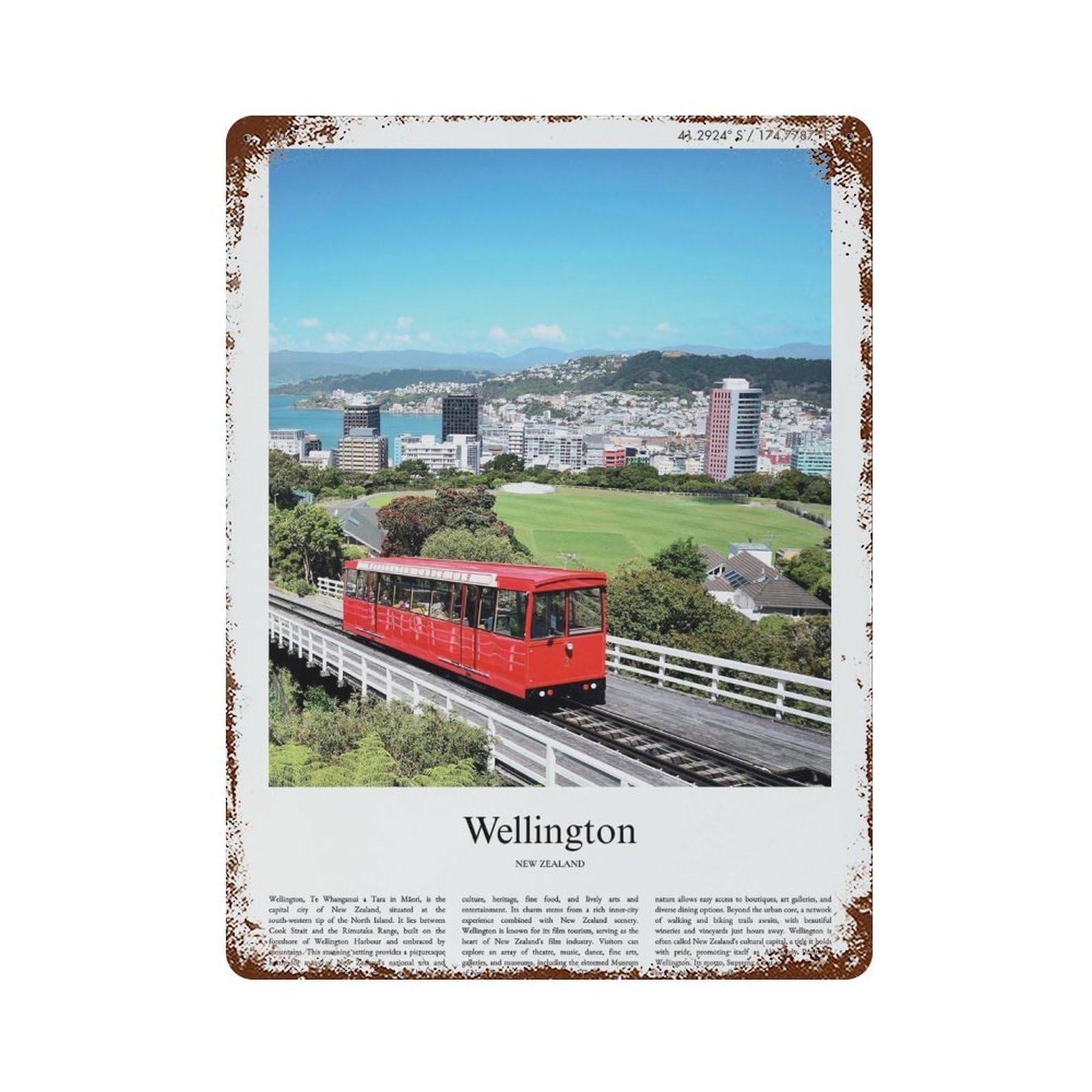 xiaoxiaoshen Wellington New Zealand City Scenery Wall Decor Art Metal Tin Poster Modern Home Decor Art Home Bar Shop Decorations Vintage Sign 40x30cm