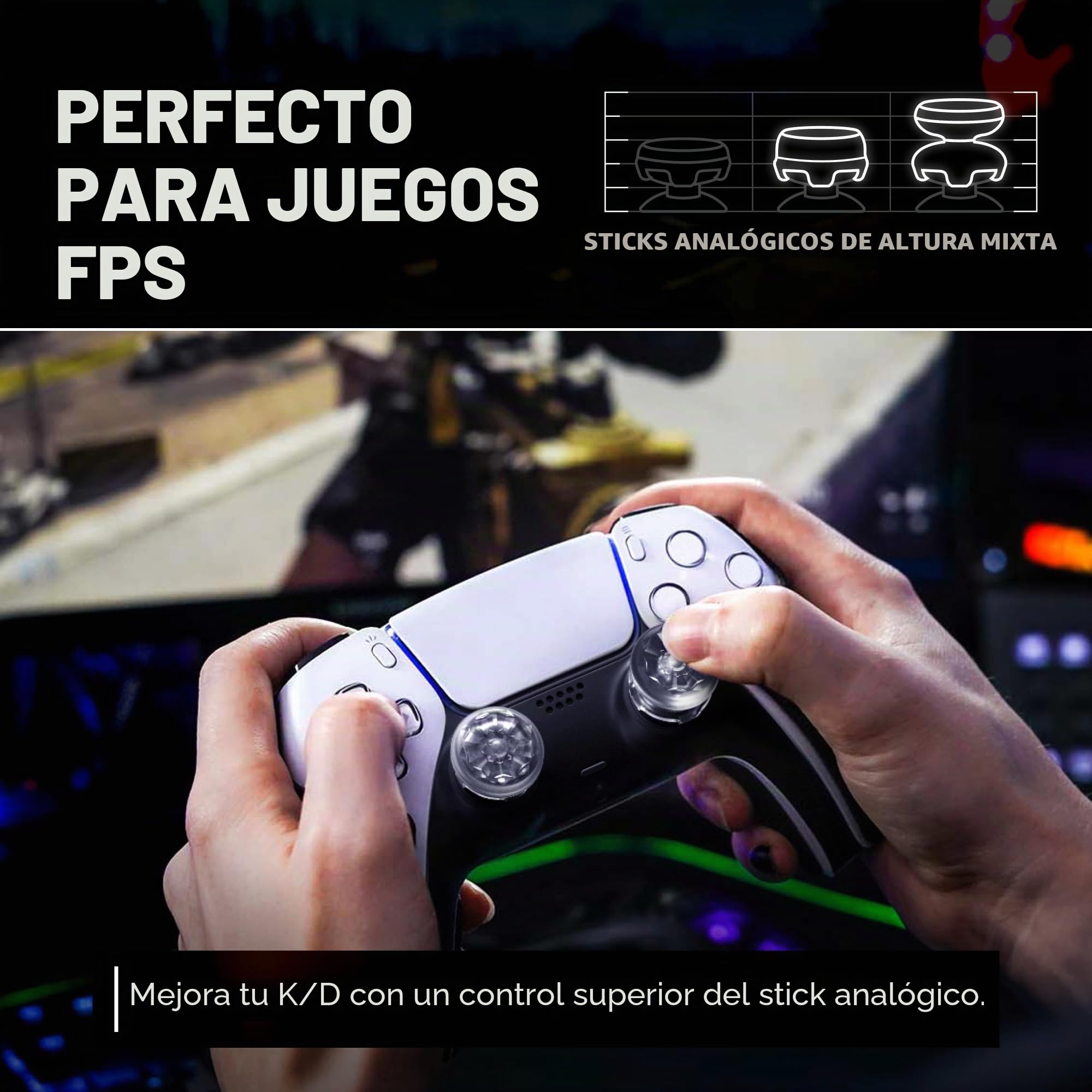 KontrolFreek FPS Freek Galaxy Crystal para PlayStation 4 (PS4) y PlayStation 5 (PS5) Controlador | Pulgares de Rendimiento | 1 Tiro Alto, 1 Tiro Medio | Cristal