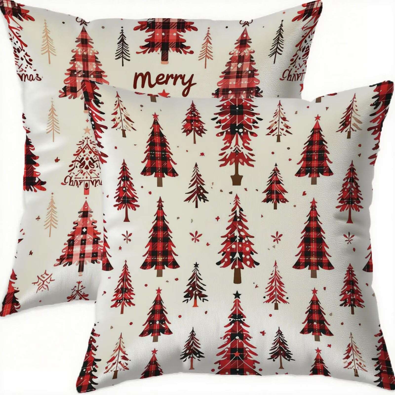 Housses coussin 70x70 rouge Noël en velours premium imperméable texturé
