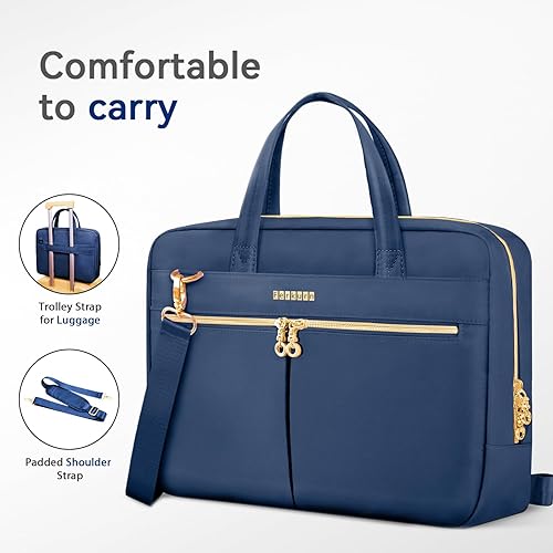 Miniatura 4 de Ferkurn Funda para laptop para mujeres y hombres, compatible con MacBookHPLGDell, correa de hombro delgada, maletín de mensajero, azul, 15.6-16