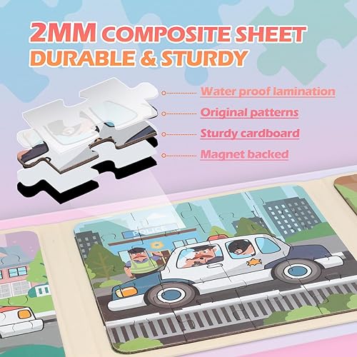 Miniatura 5 de Rompecabezas magnéticos para niños de 3 a 5 años, rompecabezas para niños de 4 a 8 años, rompecabezas para niños de 2 a 4 años, libro de