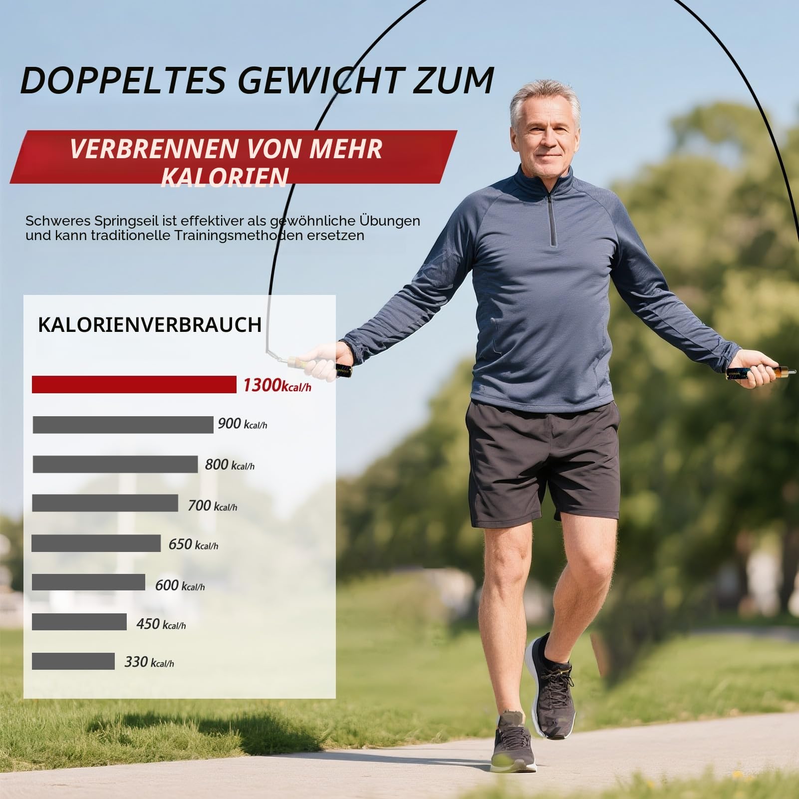 Profi Gewichtsspringseil Erwachsene – Verstellbares Fitnessseil mit 3 Seilen (1/5LB,1/4LB,1/2LB), Ledergriffen & Gewichtssteigerung für Fettverbrennung, Home-Gym, Boxtraining