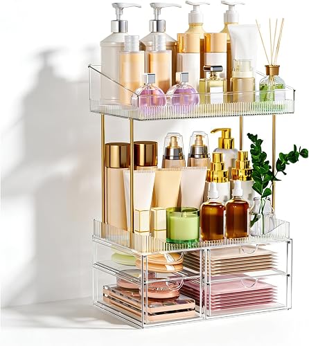 StowBin Organisateur de Maquillage - Organiseur cosmétique Transparent - 2 étage