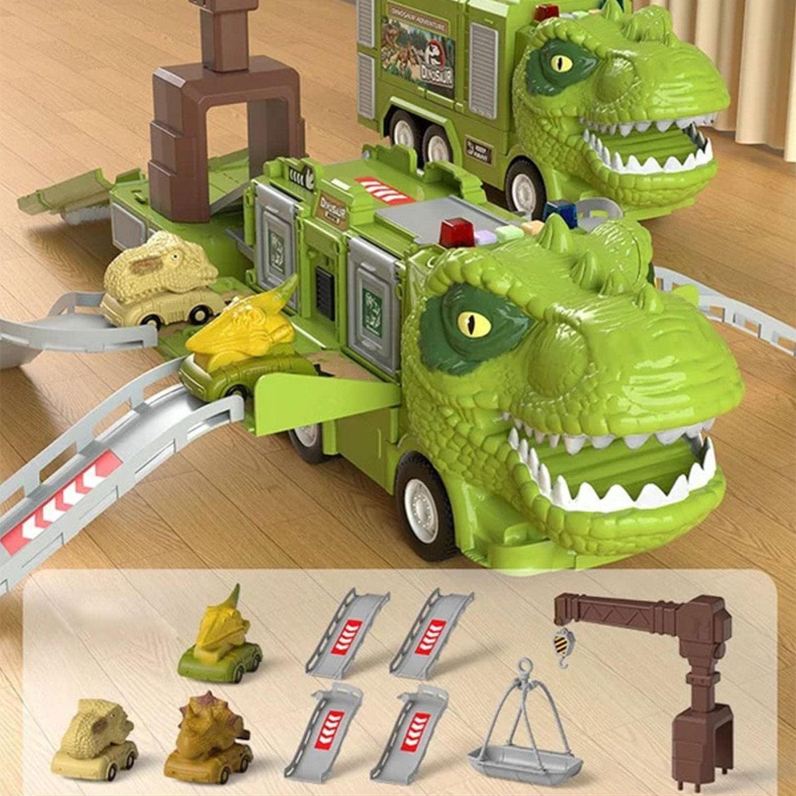 ereqeip Transport Cargo Airplane - Kids Toys Plane With Lights And Sounds,New Dinosaur Deformation Construction Transport Cargo Toy Airplane Car Play Set, Birthday Gift For Boys Girls