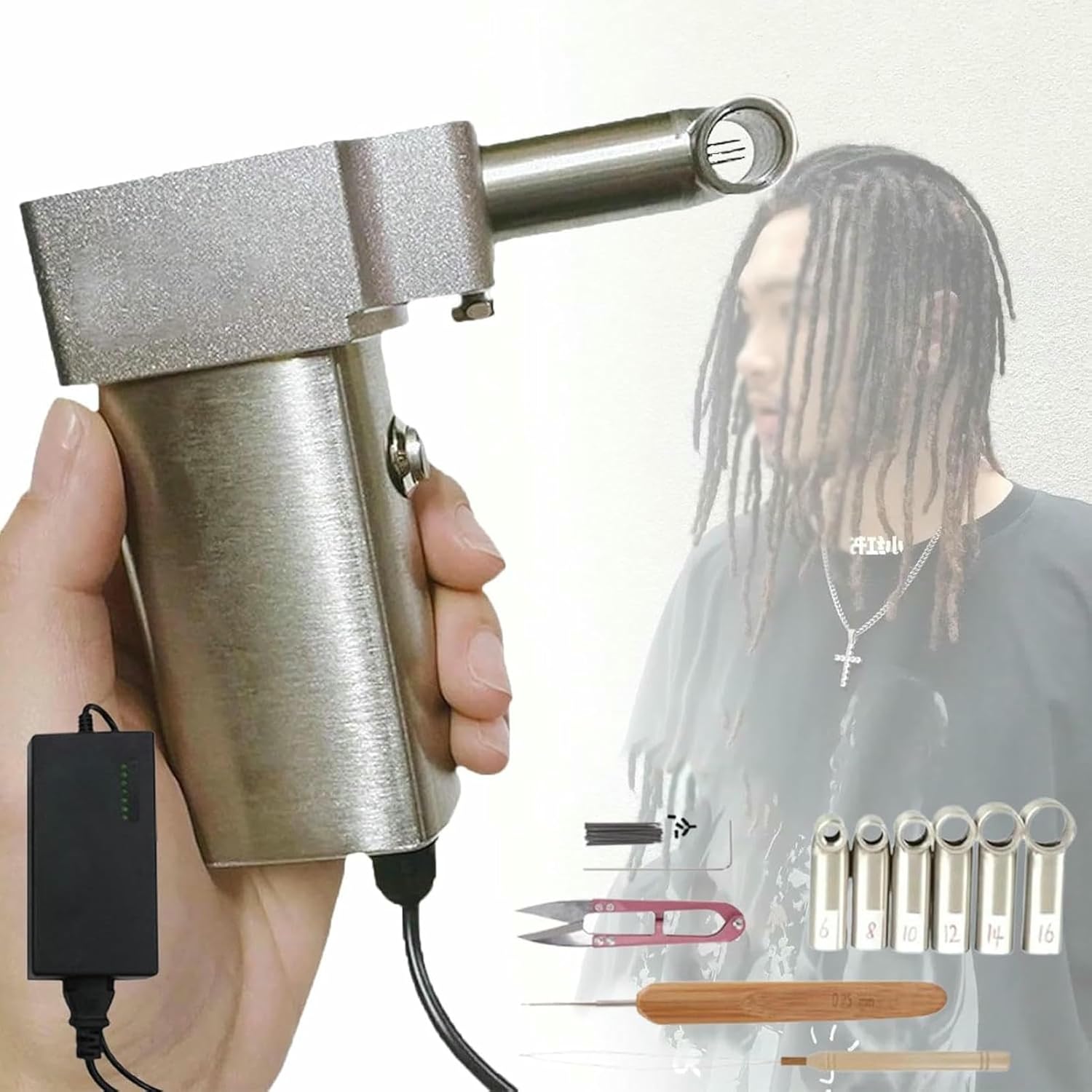 Fast Easy Dreadlock Machine, Automatic Loc Maker with 6 Replacement Heads for Instant Dread Styling and Maintenance~/
