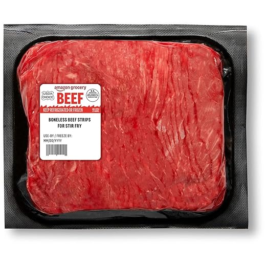 Amazon Grocery, Beef Strips for Stir Fry, Boneless, USDA Choice, Weight Varies