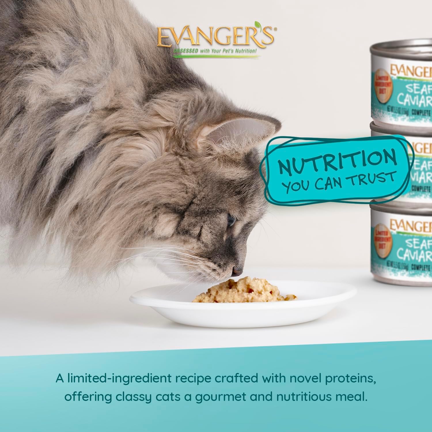 Evanger's Super Seafood & Caviar Dinner for Cats – 24 Count, 5.5 oz Each – Grain & Gluten Free, Chelated Minerals, Exotic Protein, Hypoallergenic, Loaf Style