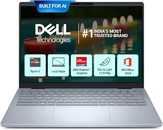 Dell 14, AMD Ryzen AI 5 340 6-core/12-thread Processor, 16GB LPDDR5X, 512GB SSD, FHD+, 14"/35.56cm, Win 11, MSO'24, Ice Bl... Price In India