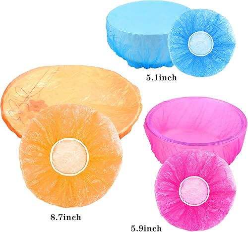 Miniatura 4 de Ruisita 120 fundas de plástico para platos de platos, reutilizables, elásticas, coloridas, para almacenamiento de alimentos, 6 colores translúcidos