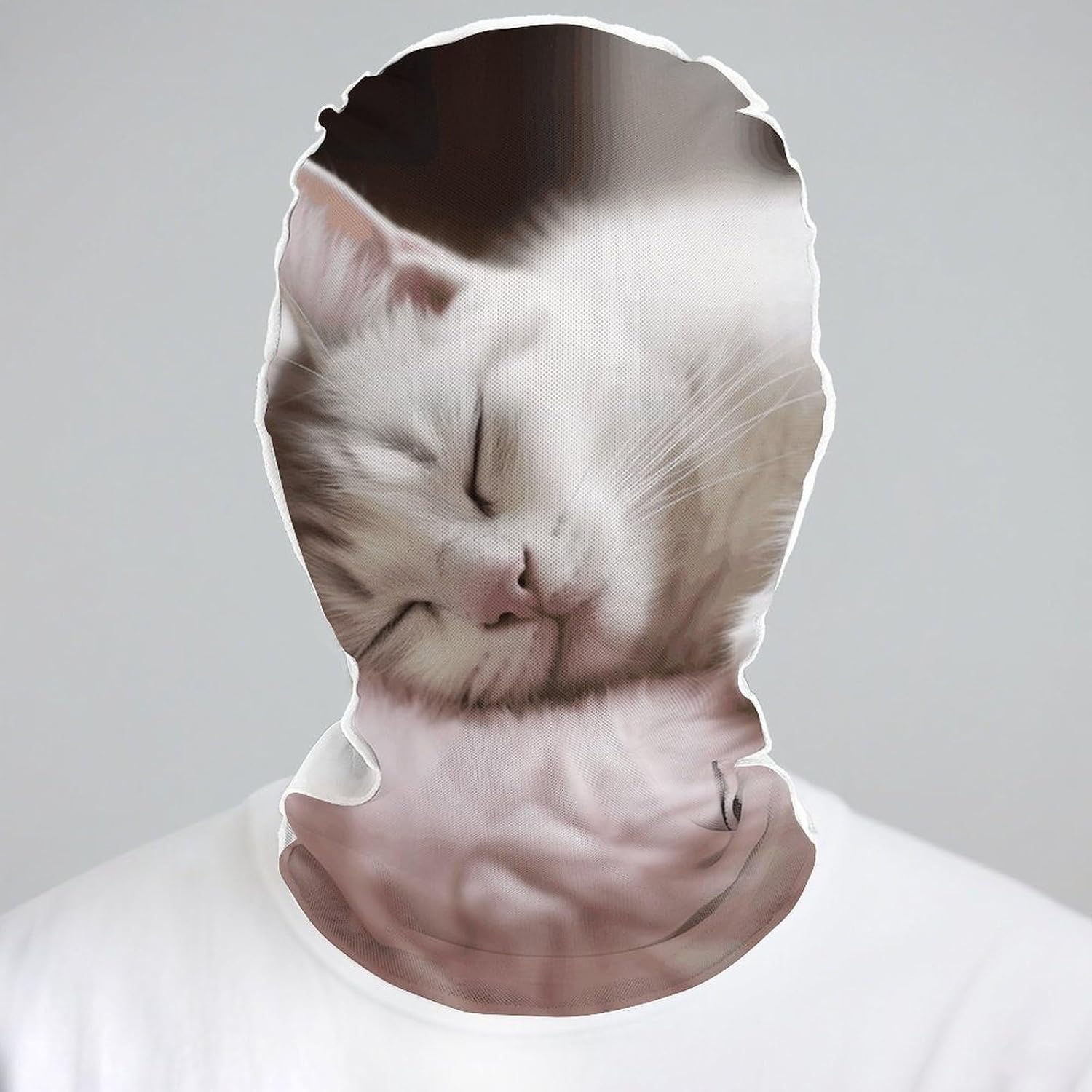 Sleeping Cat Face Shielding Protection for Women, Funny Cooling Mask for Men, Breathable Full Head Mask for Outdoor, Full Face Cover for Cycling, Windproof Hood Cover White image 5