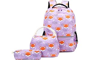 Kids Animal School Backpacks Fox Backpacks with Lunch Bag Pencil Box 3 in 1