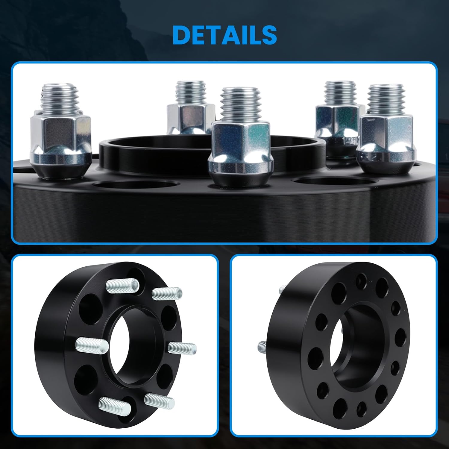 6x135 Wheel Spacers Hubcentric Real Forged Spacers Center Bore 87.1mm M14x2 Studs for 2004–2014 F-150 (2WD 4WD), 2"(50.8mm) 2003–2014 Expedition, 2003–2014 Navigator/Mark LT for 6 lug Set of 4 Black