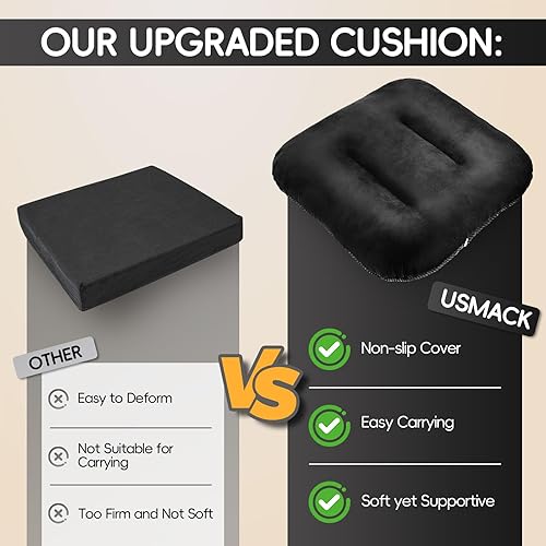 Miniatura 3 de 16x16 Cotton Fill Wheelchair Cushions for Seniors, Removable Washable Cover & Carry Handle, Pressure Relief & Anti-Bedsore Wheelchair Seat Cushion