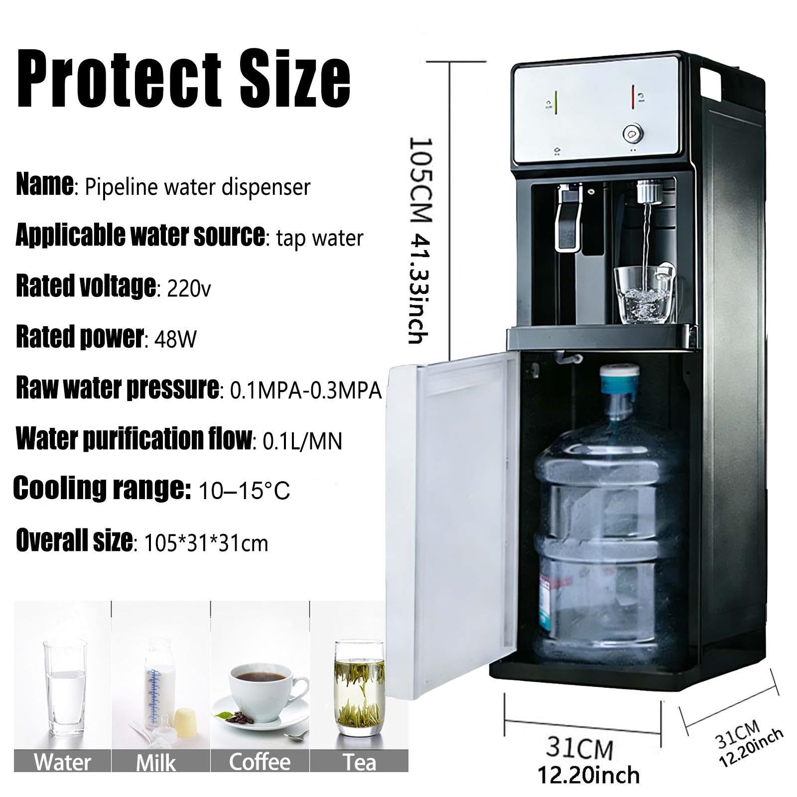 Dispenser Acqua, Distributore D'Acqua A Caricamento Dal Basso, 3 Secondi Funzione Calda, Distributori Acquas Indipendente, Per Uso Domestico E Commerciale